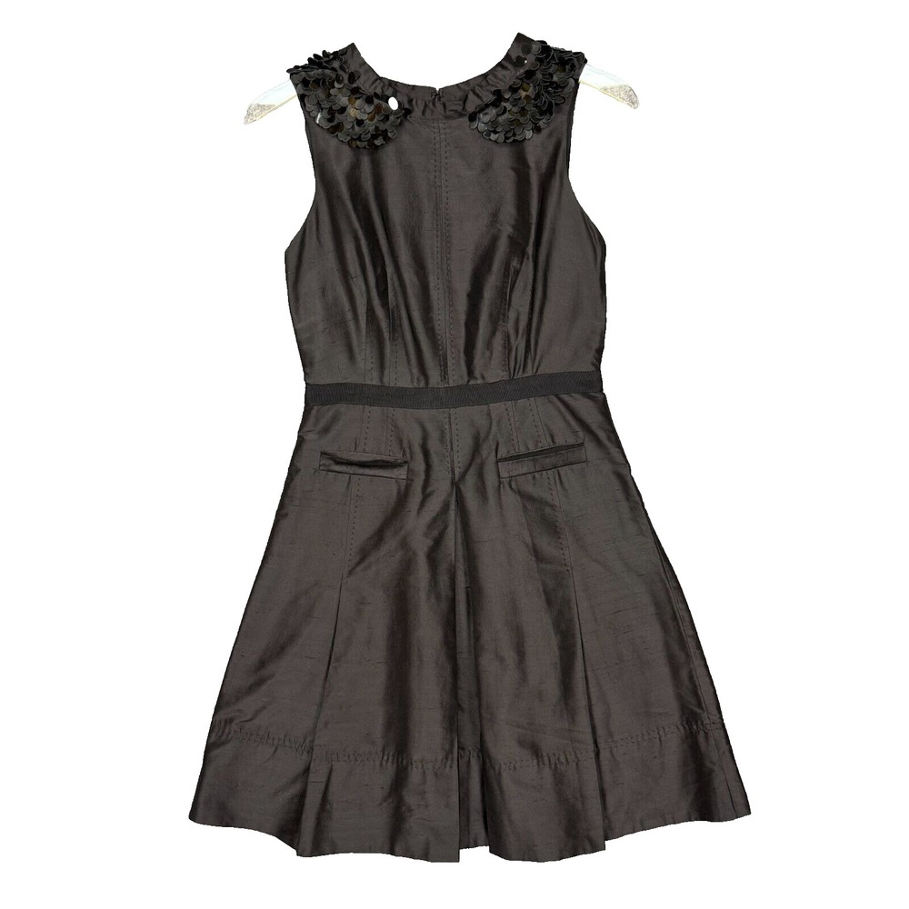 Calypso St Barth Dress‎ Womens 2 Black 100% Silk Sequins A-Line Lined Sleeveless